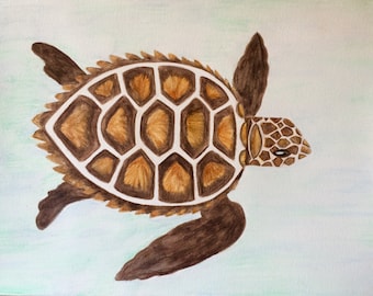 Sea turtle Watercolor painting PRINT card decoration