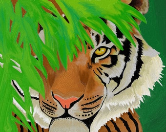 Tiger in the jungle oil painting PRINT card decoration