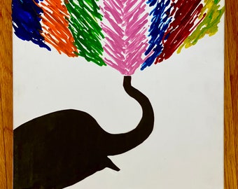 Elephant Melted Crayon Art-11X14 inch canvas- non profit support- unique handmade art work