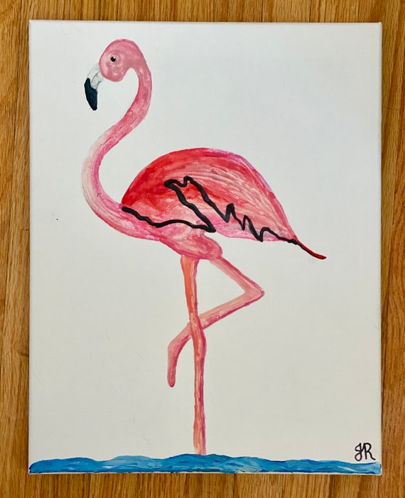 Flamingo Melted Crayon Art-11x14 Inch Canvas Non Profit Support Unique  Handmade Art Work 