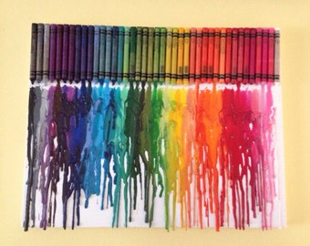 Rainbow Melted Crayon Art •Customizable• 11X14 inch canvas- unique handmade artwork non profit support