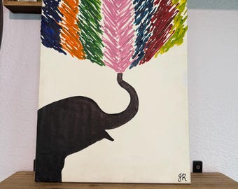 Elephant Melted Crayon | One-of-a-Kind Mixed Media Wall Art | Final Collection | Encaustic "painting"