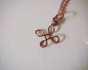 Copper necklace-Petite handcrafted copper pendant