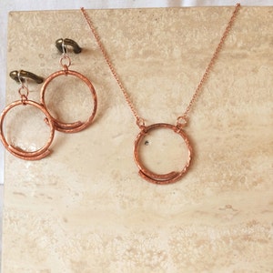 Copper earrings Circle-Hoop-Handcrafted copper copper earrings-sterling silver ear wires. image 4
