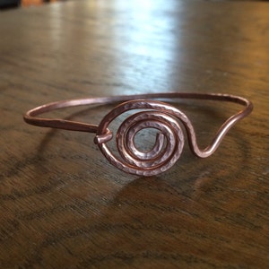 Spiral copper bracelet. Handcrafted, up cycled hook bracelet. image 3