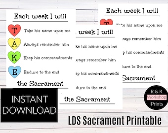 INSTANT DOWNLOAD Sacrament teaching printable primary young womens activity days Latter-day saint lds youth FSY Come follow me Digital