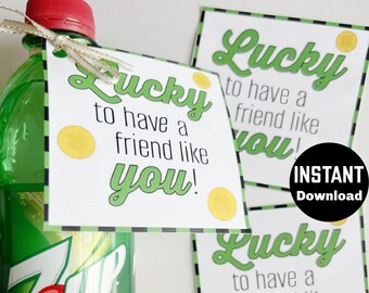 Lucky Gift Tag Printable St Patrick's Day friend gift tag Young Womens church neighbor gift birthday gift idea Instant download