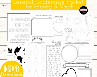 General Conference packet latter-day saints youth primary activity young womens young mens come follow me FSY 2024 Instant Digital Download