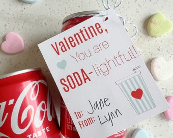 Soda -lightful Valentine printable pop classroom valentine teacher gift friend neighbor valentine card instant download