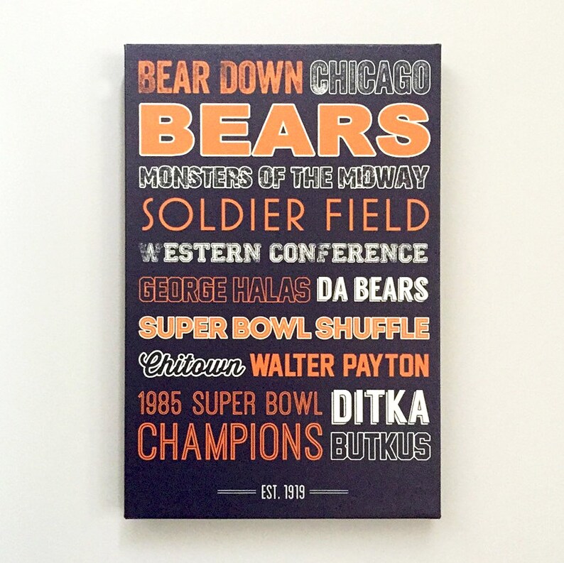 Chicago Bears Art Canvas or Poster Etsy
