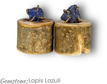 Raw Lapis Lazuli Gemstone Stud Earring