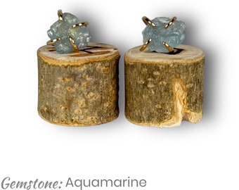 Raw Aquamarine Gemstone Stud Earring