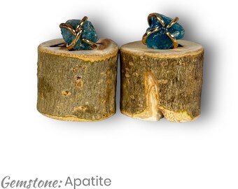 Raw Apatite Gemstone Stud Earring