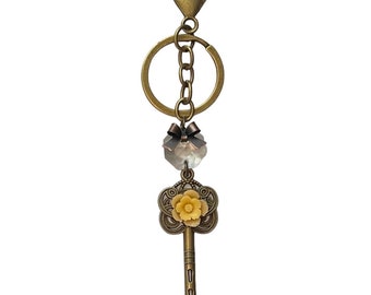 Key & Flower Keychain