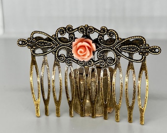 Pink Garden Rose Hairpin