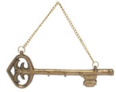 Vintage Brass Skeleton Key Rack, Wall Key Holder Hooks, Wall Hanging with Key Hooks, Wall Key Hanger, Brass Entryway Foyer Wall Decor