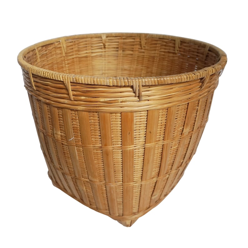 Vintage Extra Large Bohemian Boho Bamboo Wicker Rattan Woven Image 0