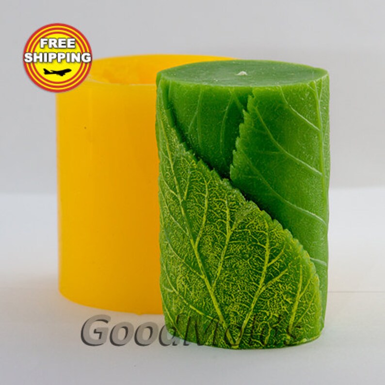 Cylinder With Leaves 3D Candle Mold Soap Mold Silicone Molds Etsy