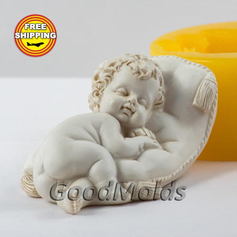Baby on the pillow 3 3D soap mold silicone molds mold for soap Etsy