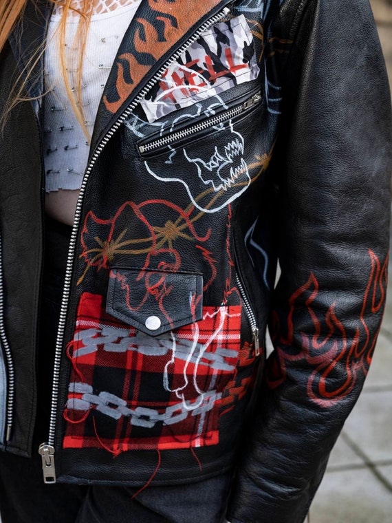 Highway to Hell Metal Punk Studded Real Leather Jacket