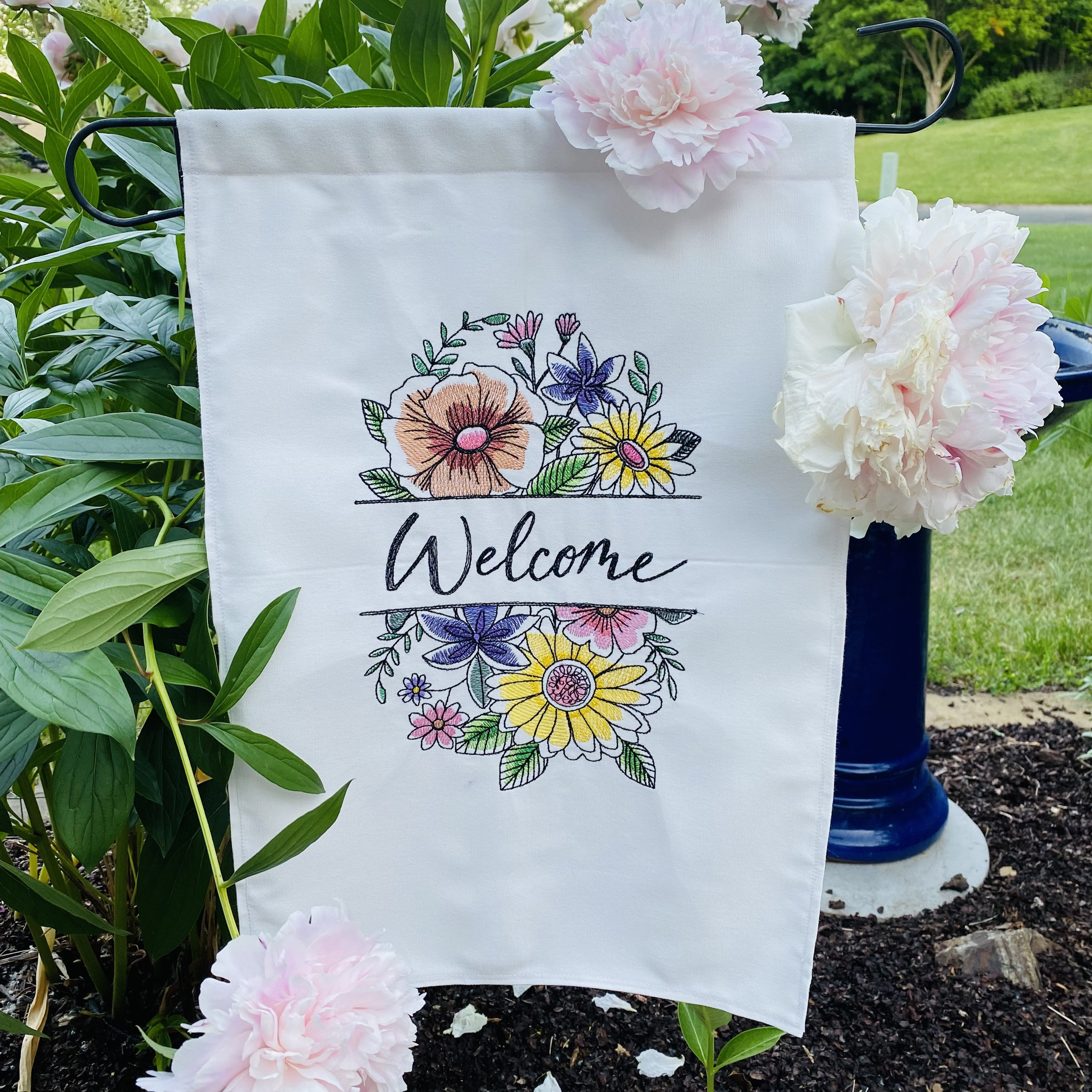 Embroidered Garden Flag Etsy