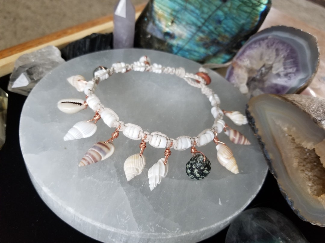 Macrame Sea Shell Anklet, Small Sea Shells Anklet, Puka Shell Anklet ...