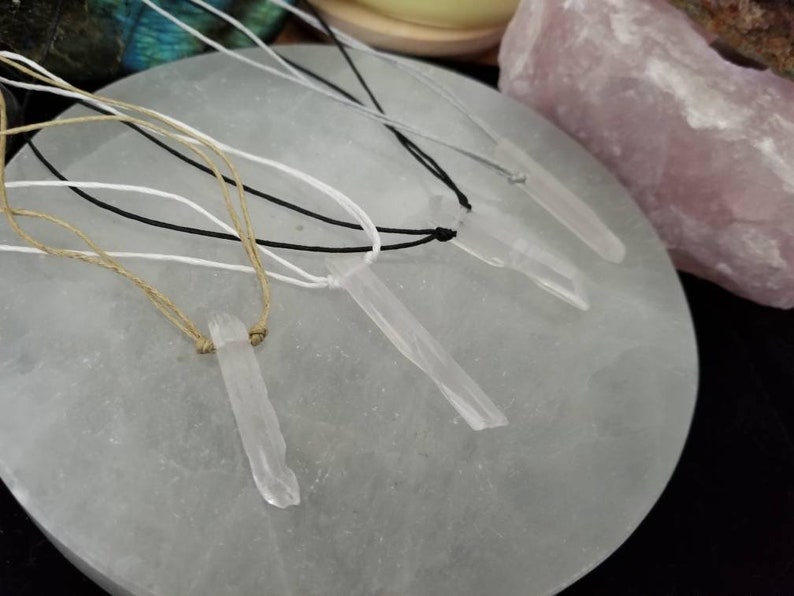Adjustable Stone Necklace Handmade Gift Adjustable Quartz Choker Womens Jewelry Adjustable Cord Choker Necklace Quartz Point Choker