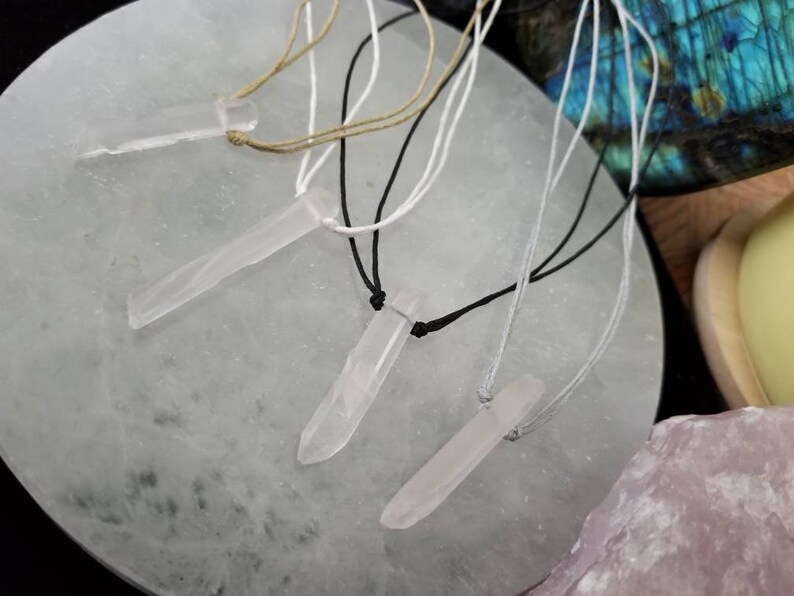 Adjustable Stone Necklace Handmade Gift Adjustable Quartz Choker Womens Jewelry Adjustable Cord Choker Necklace Quartz Point Choker