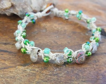Sea Shell Hemp Anklet, Tiny Shell Anklet, Beach Jewelry, Handmade, Hemp Anklet, Shell Anklet, Gift, Sea Shell Jewelry, Shell Hemp Anklet