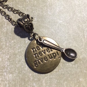 Never Give Up Necklace, Spoon Theory Necklace, Spoonie Necklace, Chronic Illness gift, CRPS, MS, Fibro gift, EDS gift, Lupus Gift image 1