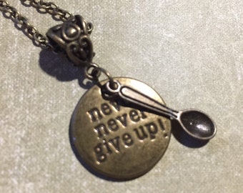 Never Give Up Necklace, Spoon Theory Necklace, Spoonie Necklace, Chronic Illness gift, CRPS, MS, Fibro gift, EDS gift, Lupus Gift