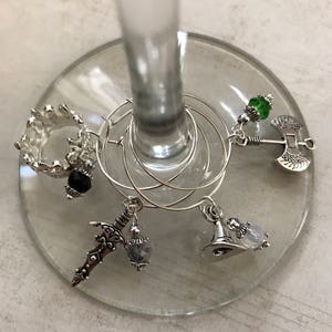 Lord of the Rings Wine Glass Charms, Set of 8, LOTR Gift, Fantasy