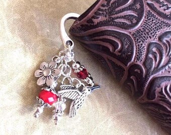 Hummingbird Bookmark, Flower Bookmark, Bird Gift, Hummingbird Gift,  Book Lover, Avid Reader Gift, Flower Gift, Flower Bookmark