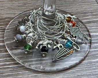 Alaska Wine Glass Charms, Set of 10, Cruise, Mountains, Wilderness, Travel Gift