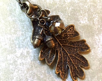 Oak Leaf Necklace, Acorn Jewelry, Fall Autumn Nature Lover Gift