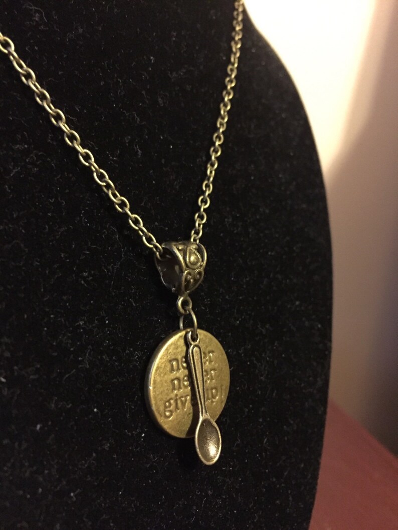 Never Give Up Necklace, Spoon Theory Necklace, Spoonie Necklace, Chronic Illness gift, CRPS, MS, Fibro gift, EDS gift, Lupus Gift image 3