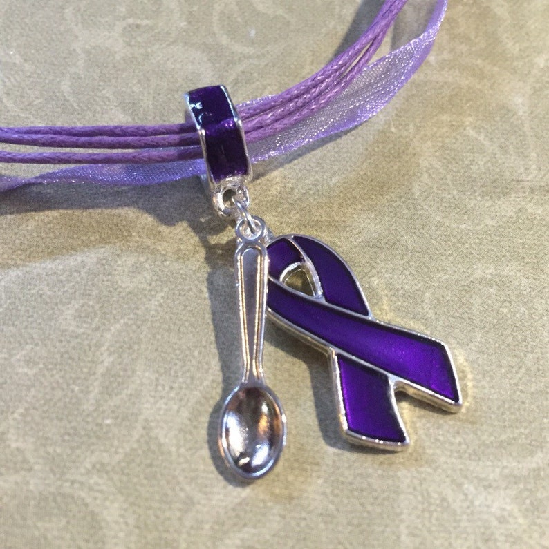 Purple Awareness Ribbon Spoon Theory Necklace Spoonie Gift Etsy