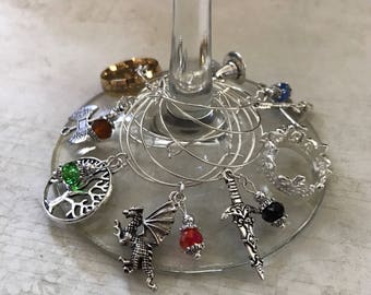Lord of the Rings Wine Glass Charms, Set of 8, LOTR Gift, Fantasy