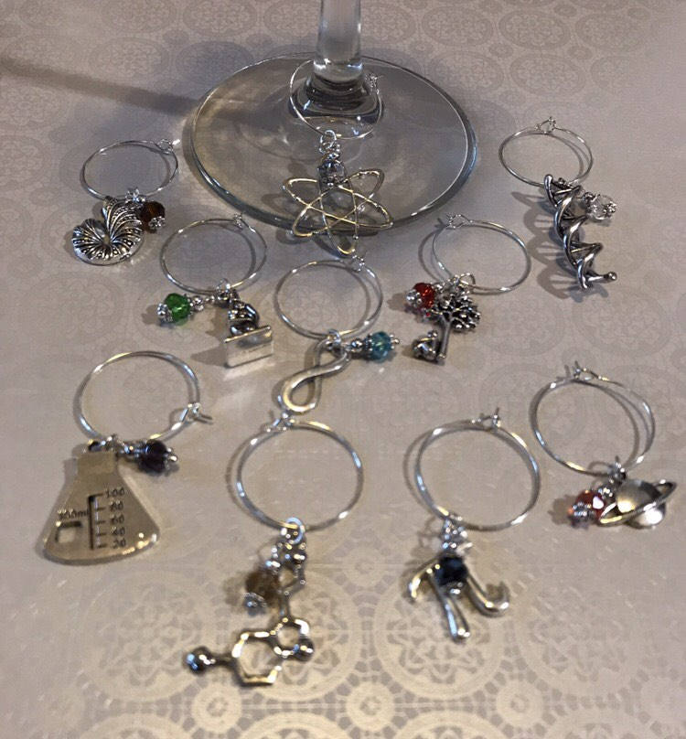 Science Wine Glass Charm Set of 10 Pi Double Helix Microscope Etsy
