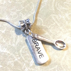 Spoon Theory &quot;Brave&quot; Necklace, SLE, Lupus, Chiari, Spoonie Necklace, Spoonie Gift, Fibro Gift, Fibromyalgia, EDS, Rare Disease, MS