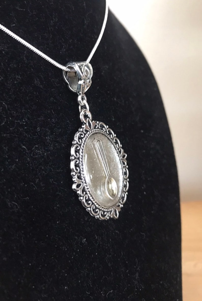 Spoon Theory Necklace Spoon in Resin Necklace Pendant Unusual Etsy