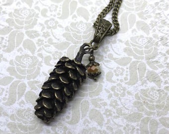 Pinecone Necklace, Boho, Nature Jewelry, Cottagecore Gift