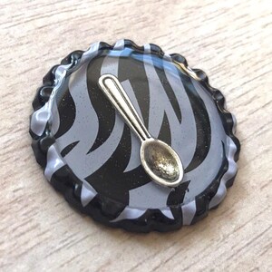 Zebra Spoon Pin, Spoon Theory Bottlecap Brooch, EDS Awareness Jewelry Gift