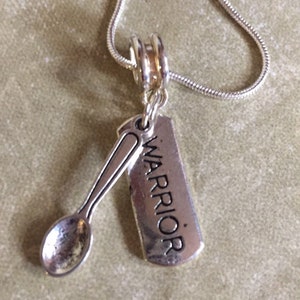 Warrior Spoonie Necklace Spoon Theory Necklace Ehlers Danlos Lupus Chiari Spoonie Epilepsy Fibro EDS Rare Disease Cancer MS CRPS Gift image 1