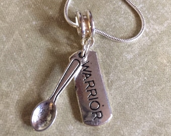 Warrior Spoonie Necklace Spoon Theory Necklace Ehlers Danlos Lupus Chiari Spoonie Epilepsy Fibro EDS Rare Disease Cancer MS CRPS Gift