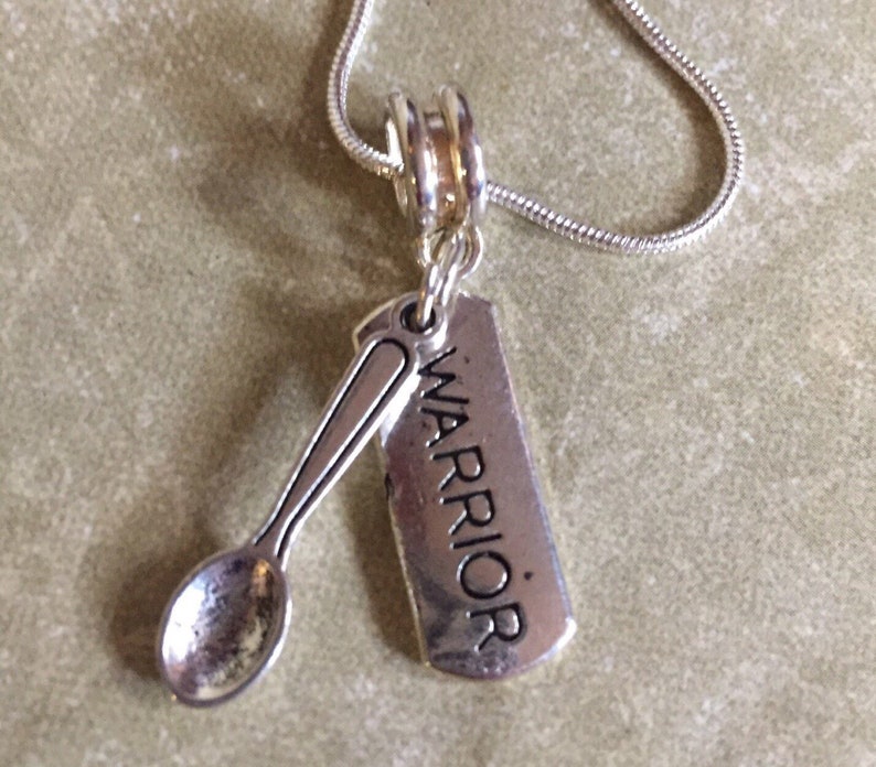 Warrior Spoonie Necklace Spoon Theory Necklace Ehlers Danlos Lupus Chiari Spoonie Epilepsy Fibro EDS Rare Disease Cancer MS CRPS Gift image 1