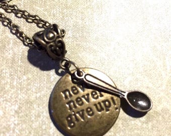 Never Give Up Necklace, Spoon Theory Necklace, Spoonie Necklace, Chronic Illness gift, CRPS, MS, Fibro gift, EDS gift, Lupus Gift