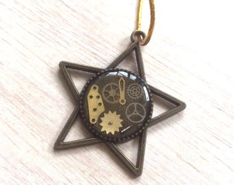 Steampunk Star Ornament, Unique Sky Galaxy Astronomy, Xmas Steampunk Gift