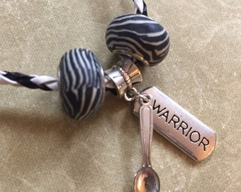 Zebra Spoon Theory Necklace EDS Warrior Ehlers-Danlos Syndrome Gift Rare Disease Brave Strength Spoonie