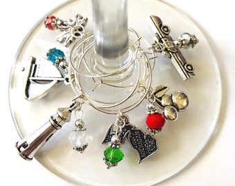 Michigan Wine Glass Charms, Set of 6, Gift